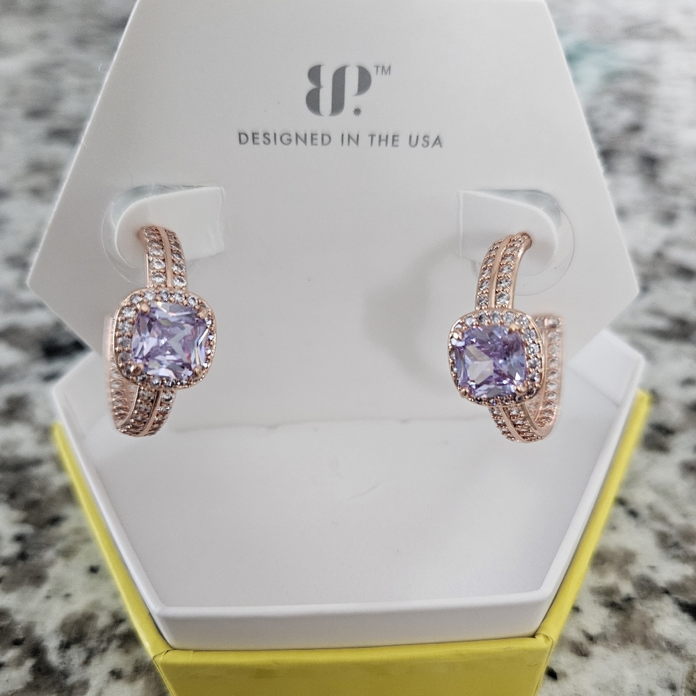 Purple Gemstone Earrings with Sparkling Accents